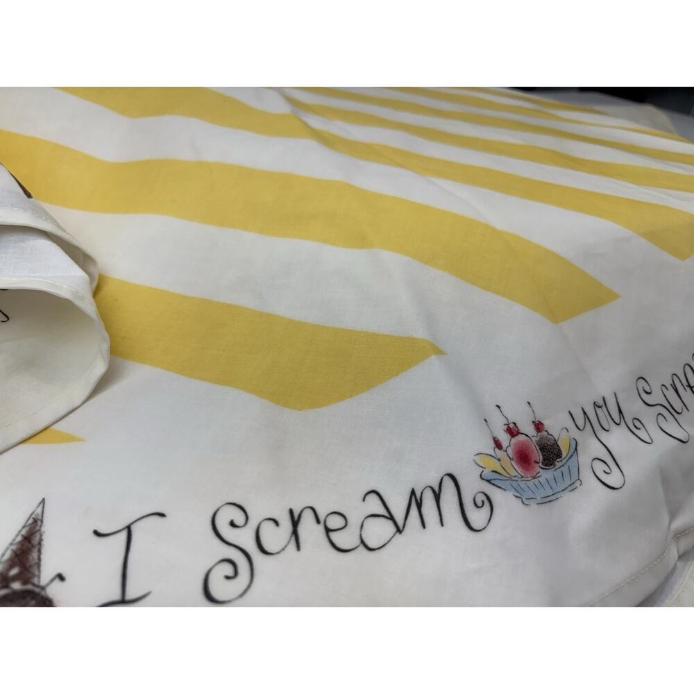 Pottery Barn 60” Linen Pvc Ice Cream We All Scream Tablecloth Summer